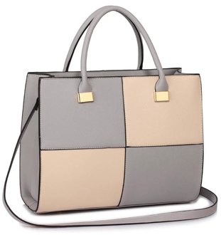 LS00153XL - Wholesale & B2B Large Grey / Nude Fashion Tote Handbag Supplier & Manufacturer