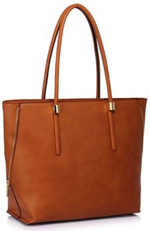 LS00494 - Wholesale & B2B Brown Zipper Detail Shoulder Bag Supplier & Manufacturer