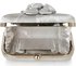 LSE00326 - Silver Satin Pleated Flower Front Clutch Bag