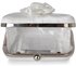 LSE00326 - Ivory Satin Pleated Flower Front Clutch Bag
