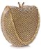 LSE00331 - Gold Sparkly Crystal Diamante Heart Shaped Clutch Evening Bag