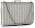 LSE00333 -  Silver Clutch Bag With Diamante Decorative Strips