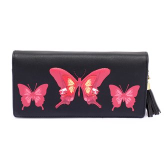 LSP1082 - Black Butterfly Design Purse/Wallet