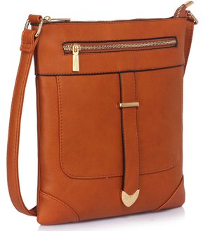 LS00481 - Brown Buckle Detail Crossbody Bag
