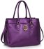 LS00511 - Purple Metal Detail Grab Tote Handbag