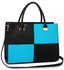 LS00153XL - Large Black / Teal Fashion Tote Handbag