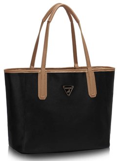 LS00506 - Black / Nude Reversible Tote Shoulder Handbag