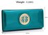 LSP1059A - Teal Patent Purse/Wallet with Metal Decoration