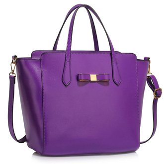 LS00402A - Purple Decorative Bow Tie Tote Shoulder Bag
