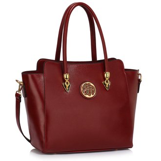 LS00463 - Wholesale & B2B Burgundy Polished Metal Shoulder Handbag Supplier & Manufacturer