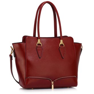 LS00456 - Wholesale & B2B Burgundy Zipper Tote Shoulder Bag Supplier & Manufacturer