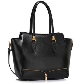 LS00456 - Wholesale & B2B Black Zipper Tote Shoulder Bag Supplier & Manufacturer