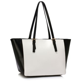 LS00498- Black /White Grab Shoulder Handbag