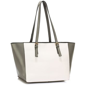 LS00498- Grey/White Grab Shoulder Handbag