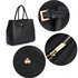 AG00447 - Black Tote Handbag Features Buckle Belts