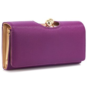 LSP1070A - Purple Kisslock Clutch Wallet