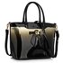 LS00132 - Silver Patent Two-Tone Bow Front Handbag