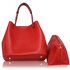 LS00190 - Red Hobo Bag With Faux-Fur Charm
