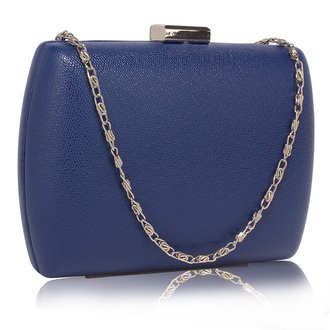 LSE00335 - Navy Hard Case Evening Bag