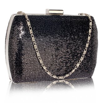 LSE00336 - Black /Silver Sequin Clutch