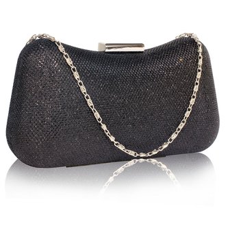 LSE00337 - Black Hard Case Evening Bag