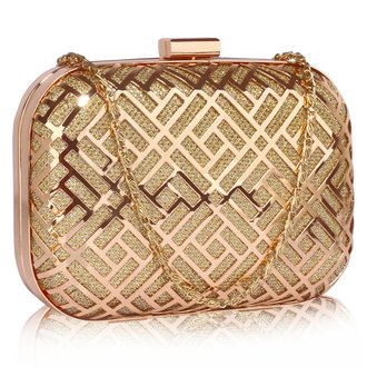 LSE00338 - Gold Metal Mesh Clutch Bag