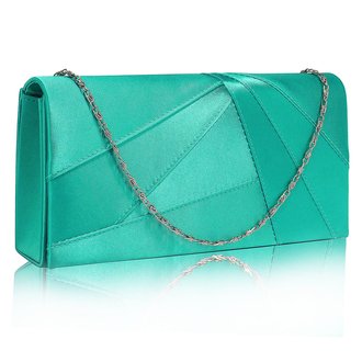 LSE00328A - Emerald Satin Clutch Evening Bag