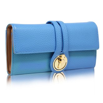 LSP1078 - Blue Purse/Wallet With Gold Tone Metal