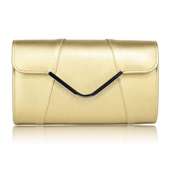 LSE00329A -  Gold Flap Clutch purse