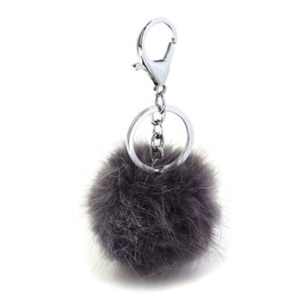 AGC1013 - Dark Grey Fluffy Fur Bag Charms