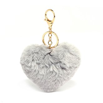AGC1014 - Grey Fluffy Heart Bag Charms