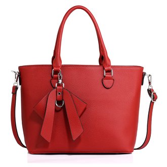 AG00531 - Red Tote Bag With Bow Charm