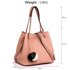 AG00190 - Pink Hobo Bag With Faux-Fur Charm