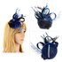 AGF00209 - Royal Blue / Black Mesh Hat Feather Fascinator
