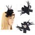 AGF00215 - Black Feather & Flower Hair Fascinator