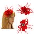 AGF00215 - Red Feather & Flower Hair Fascinator