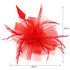 AGF00218 - Red Feather & Flower Mesh Fascinator