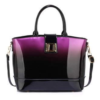 AG00329 - Purple Patent Two-Tone Handbag