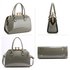 AG00378 - Grey Patent Satchel With Metal Frame