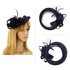 AGF00221 - Navy Feather Hat Mesh Beaded Fascinator