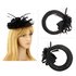 AGF00221 - Black Feather Hat Mesh Beaded Fascinator