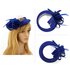 AGF00221 - Royal Blue Feather Hat Mesh Beaded Fascinator