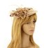 AGF00221 - Khaki Feather Hat Mesh Beaded Fascinator