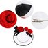 AGF00227 - Black / White / Red Flower Hat Fascinator