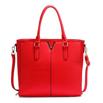 AG00420 - Red Split Design Tote Handbag