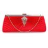 LSE00221 - Red Satin Clutch Bag With Crystal Decoration