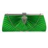 LSE00221 - Green Satin Clutch Bag With Crystal Decoration