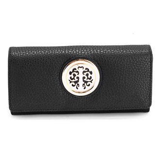 LSP1039A - Black Purse/Wallet with Metal Decoration