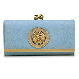 LSP1068A - Blue Kiss-Lock Purse/Wallet with Metal Decoration