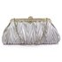 AGC00347 - Silver Crystal Satin Evening Clutch Bag